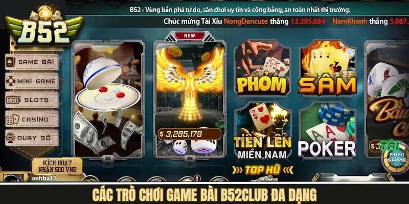 Các siêu phẩm cuốn hút khi tham gia game bài B52Club